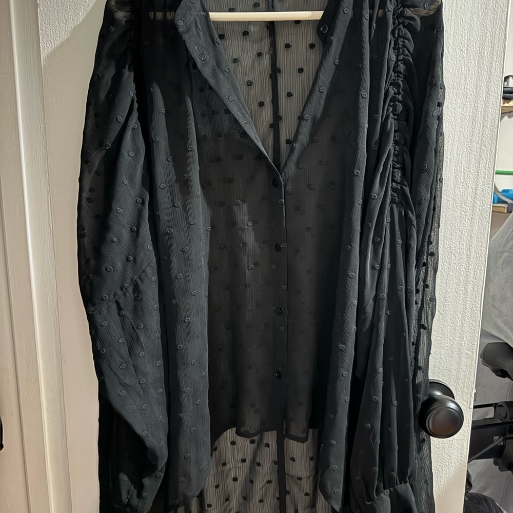 Express Black Sheer Polka Dot Top
